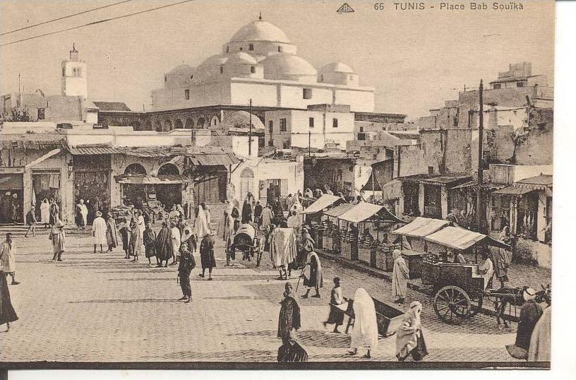 CPA TUNIS - Place Bab Souïka - animée - marché