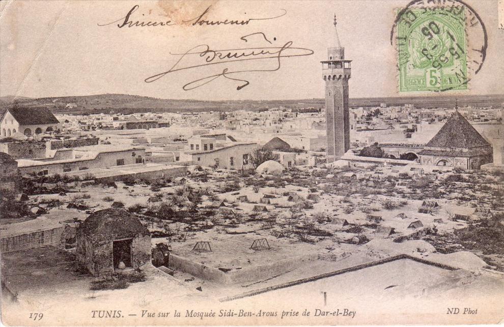 Tunis - Vue sur la Mosquée Sidi-Ben-Arous prise de Dar-el-Bey - 1905