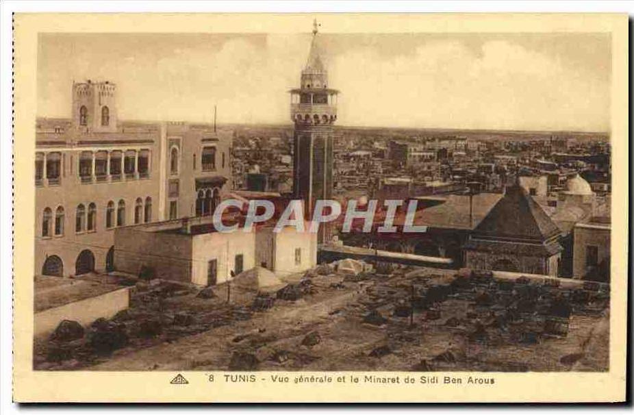 CPA Tunis vue generale et le minaret de Sidi Ben Arous