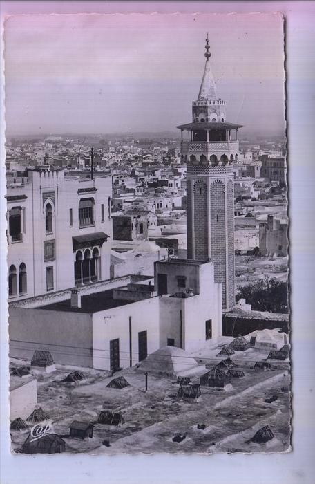 TUNESIEN - TUNIS, Le Minaret de la Mosque Sidi Ben Arous, 1955