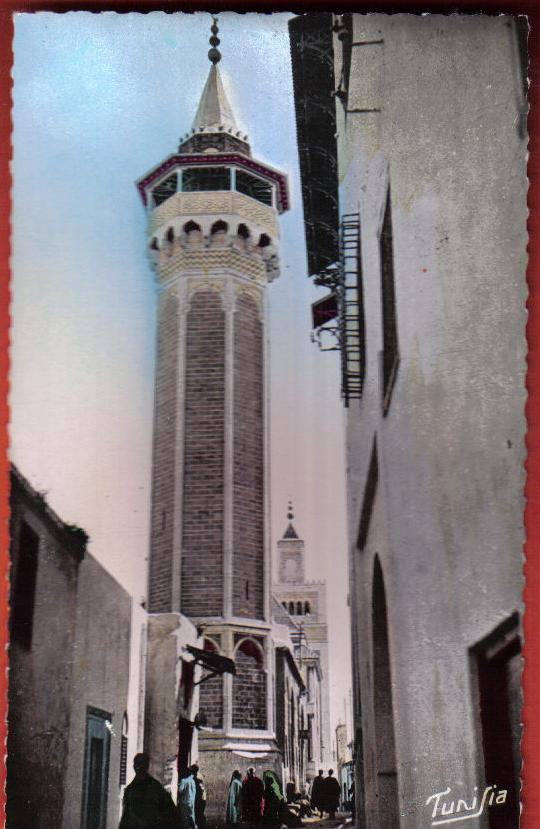 J509 Tunis, La rue Sidi Ben Arous. Minaret.ANIME. Brami 31