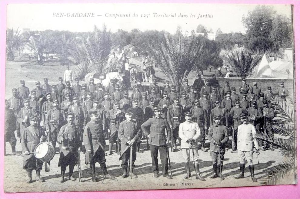 CPA BEN GARDANE Militaria 125° Régiment d'Infanterie Territorial Campement dans les jardins