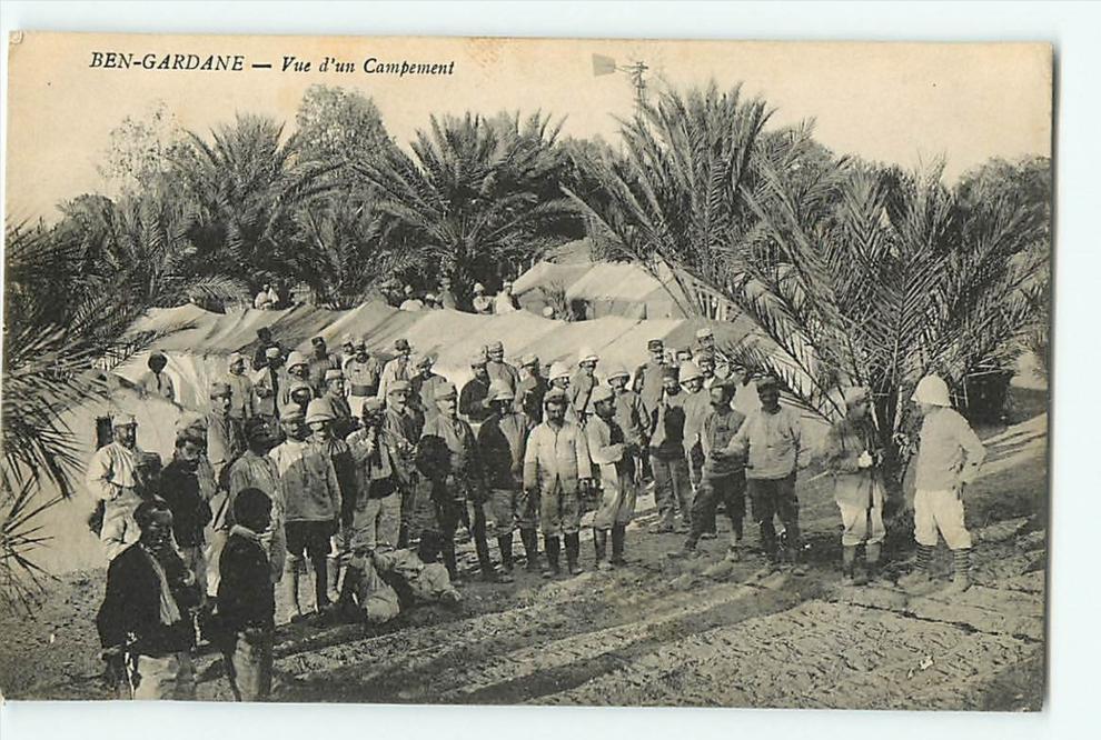 BEN GARDANE Vue d'un Campement, Soldats du 125e d'Infanterie, 10e Cie (lire dos). 2 Scans.