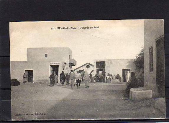 TUNISIE Ben Gardane Souk, Entrée du Souk, Marché, animée, ed Muzi 18, 1918