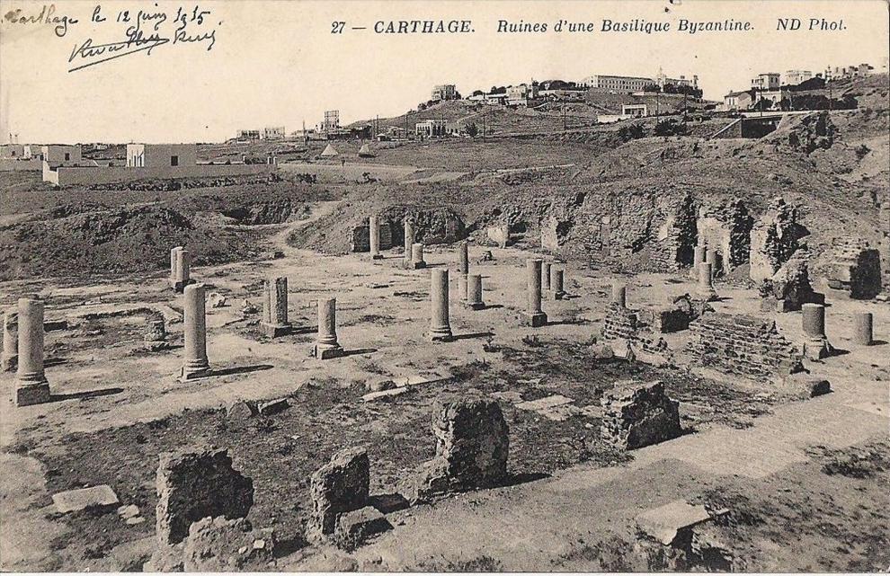 TUNISIE CARTHAGE RUINES D'UNE BASILIQUE BYZANTINE CPA NO 27