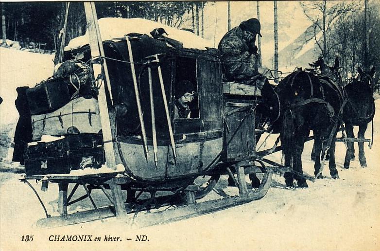 HAUTE SAVOIE - ATTELAGE TRAINEAU EN HIVER - RARE.