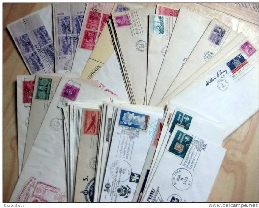 mise a prix 1 euro - lot 74 - collection de 57 lettres (cover) usa - etats unis - toutes differentes