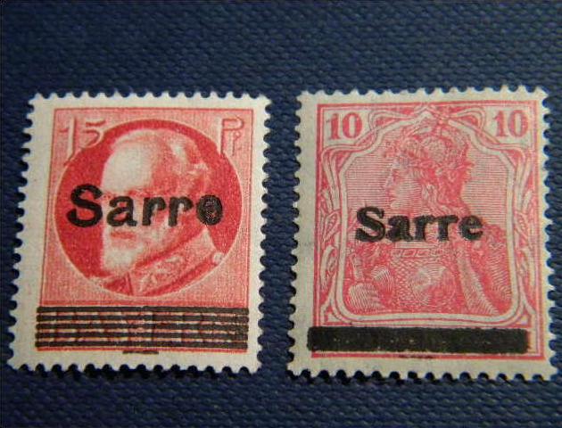 SARRE - 1 LOT DE 6 TIMBRES NEUFS AVEC GOMME . VOIR SCANS.