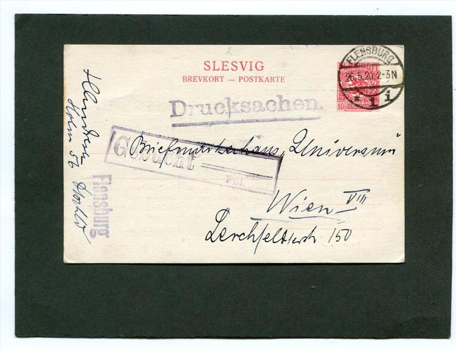 Deutsches Reich Privatpostkarte P2 Schleswig 1920