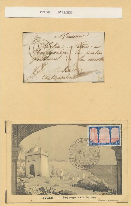 MISE A PRIX 1 EURO - alger - algerie carte maximum france N° 263 + MARQUE POSTALE RARE ALGER POUR Château-Salins 1838