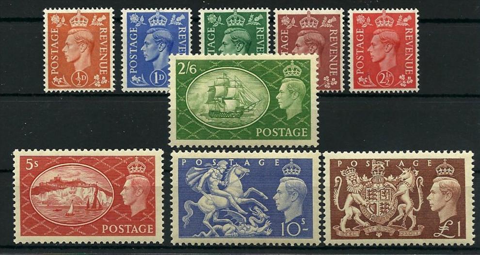 (3149) - Great Britan 1951 KG VI def's high values, mint