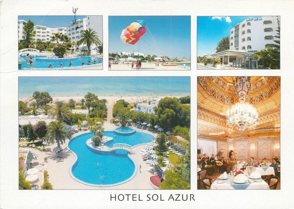 Hotel Sol Azur, Hammamet, Tunisia Tunisie postcard used posted to UK 2007 stamp