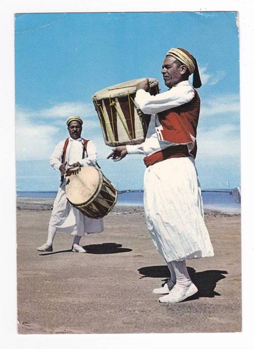 Tunisie KERKENNAH N°1541 Groupe Folklorique tambours en 1969 voir timbre éditions KAHIA Tunis