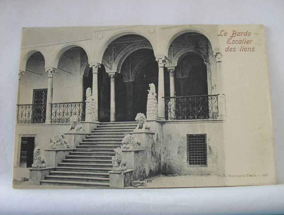 TUNISIE - LE BARDO ESCALIER DES LIONS - PRECURSEUR - ANIMATION (EDITION GARRIGUES TUNIS N° 142)