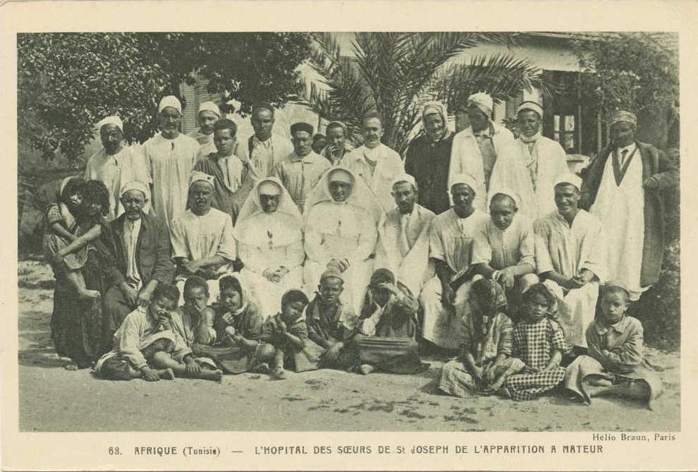 cpa,TUNISIE,afrique du nord,l´hopital des soeurs de st joseph de l´apparition à mateur,rare,édition helio,rare