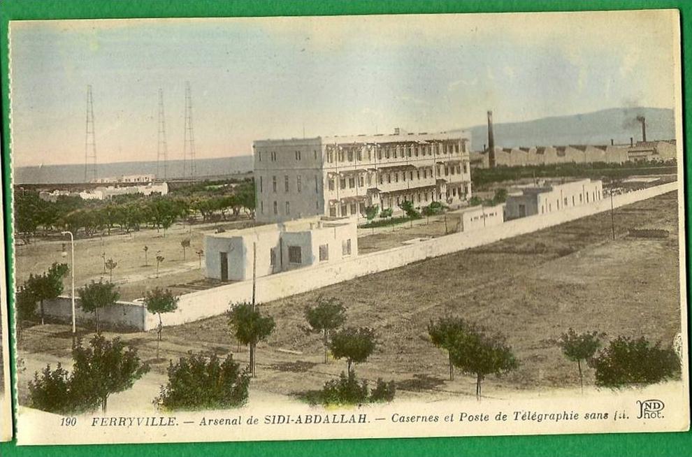 cpa TUNISIE - Menzel Bourguiba , Ferryville Arsenal de SIDI ABDALLAH - caserne et poste de TSF .......LMC16