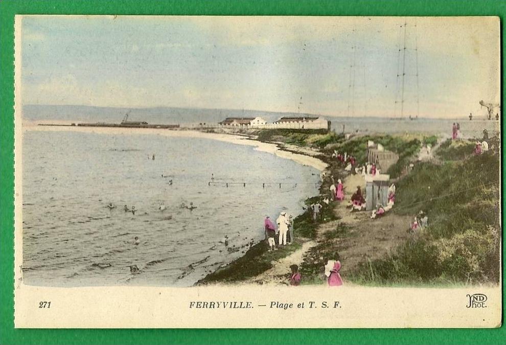 cpa TUNISIE - Menzel Bourguiba , Ferryville - Plage et TSF .......LMC16